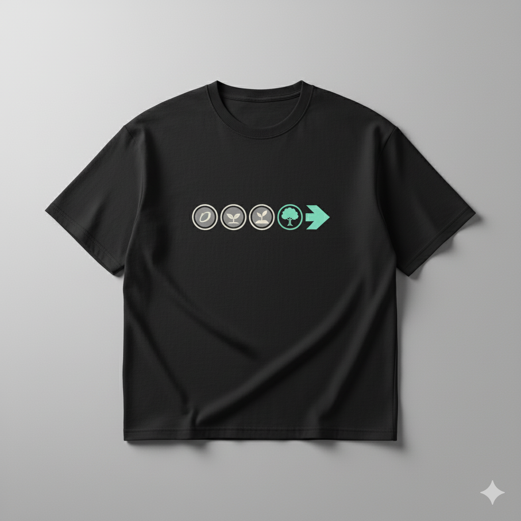 Grow Daily – Seed to Tree Minimal Graphic T-Shirt | White Premium Cotton | Motivational Streetwear