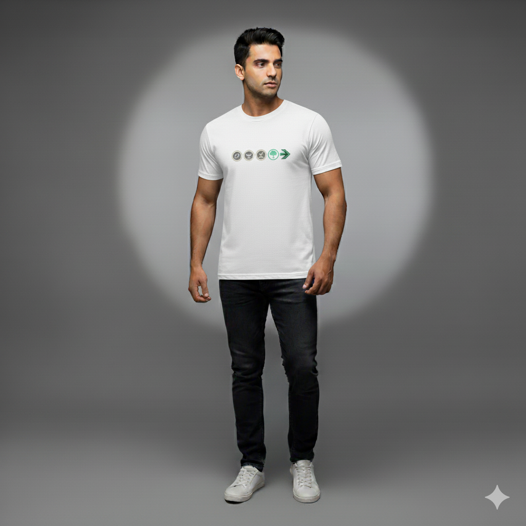 Grow Daily – Seed to Tree Minimal Graphic T-Shirt | White Premium Cotton | Motivational Streetwear