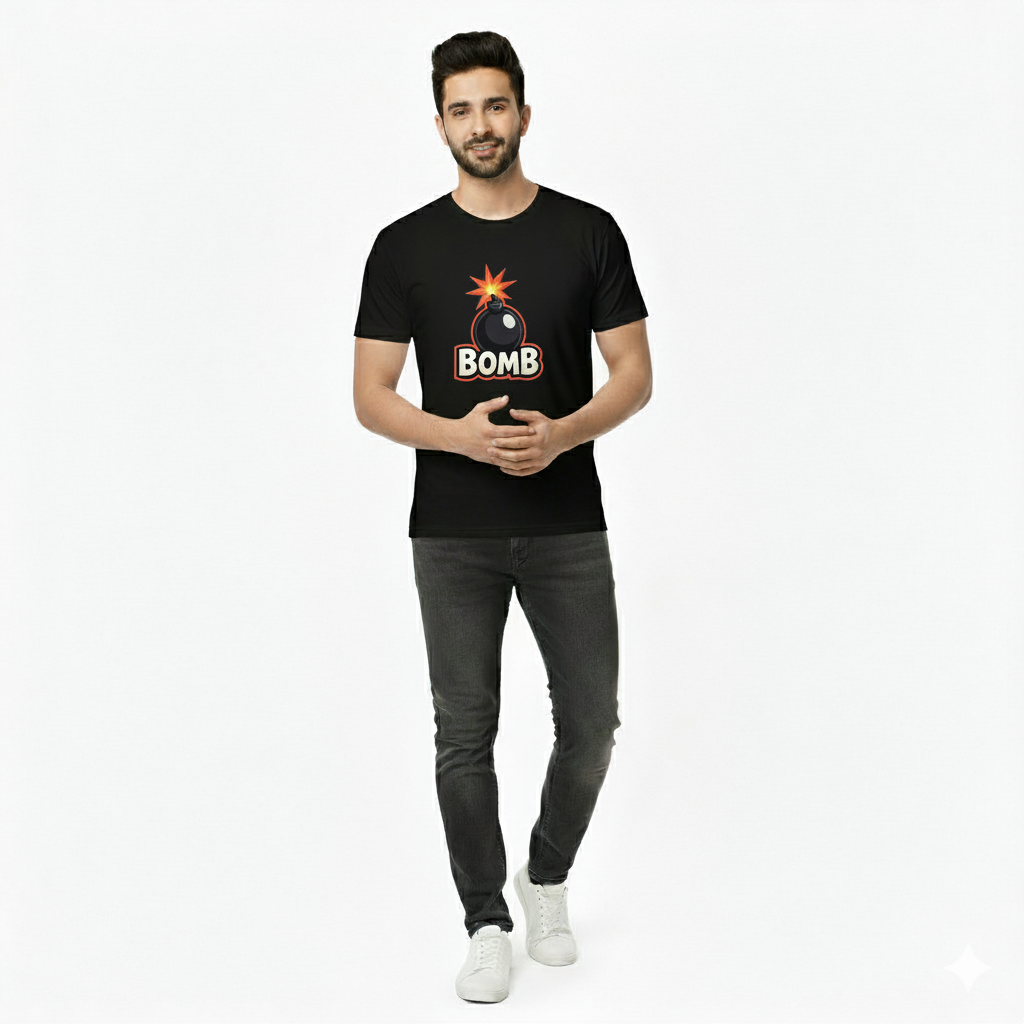 The "BOMB" Graphic T-Shirt | Explosive Style Black Tee