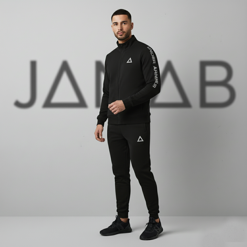 Men's Performance Tracksuit | Full Zip Activewear Set | Maroon, Black & Charcoal Grey