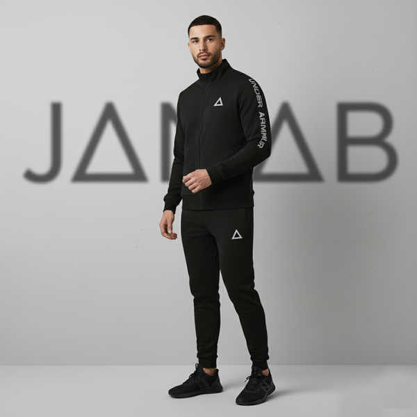 Men's Performance Tracksuit | Full Zip Activewear Set | Maroon, Black & Charcoal Grey