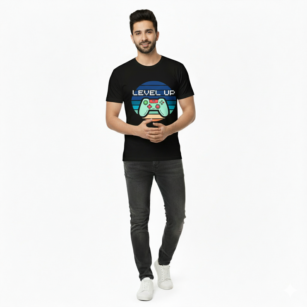 Level Up Gamer Graphic T-Shirt | Vintage "Level Up" Controller T-Shirt