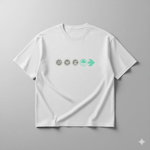 Grow Daily – Seed to Tree Minimal Graphic T-Shirt | White Premium Cotton | Motivational Streetwear