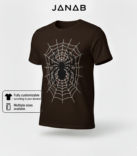 Spiderweb and Spider Graphic T-Shirt | Edgy Spider Silhouette T-Shirt