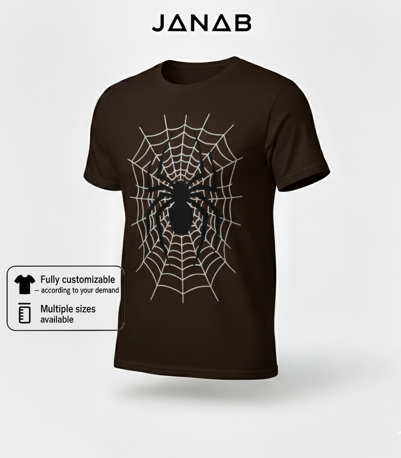Spiderweb and Spider Graphic T-Shirt | Edgy Spider Silhouette T-Shirt