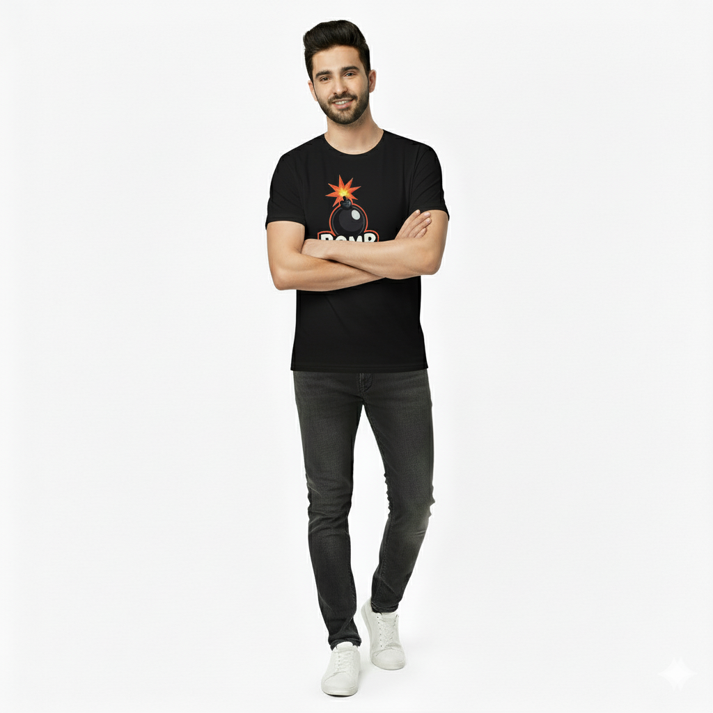 The "BOMB" Graphic T-Shirt | Explosive Style Black Tee