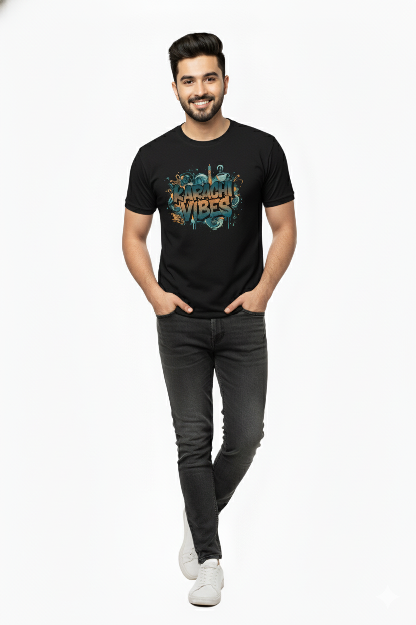 KARACHI VIBES Graffiti Graphic T-Shirt | City Pride Streetwear