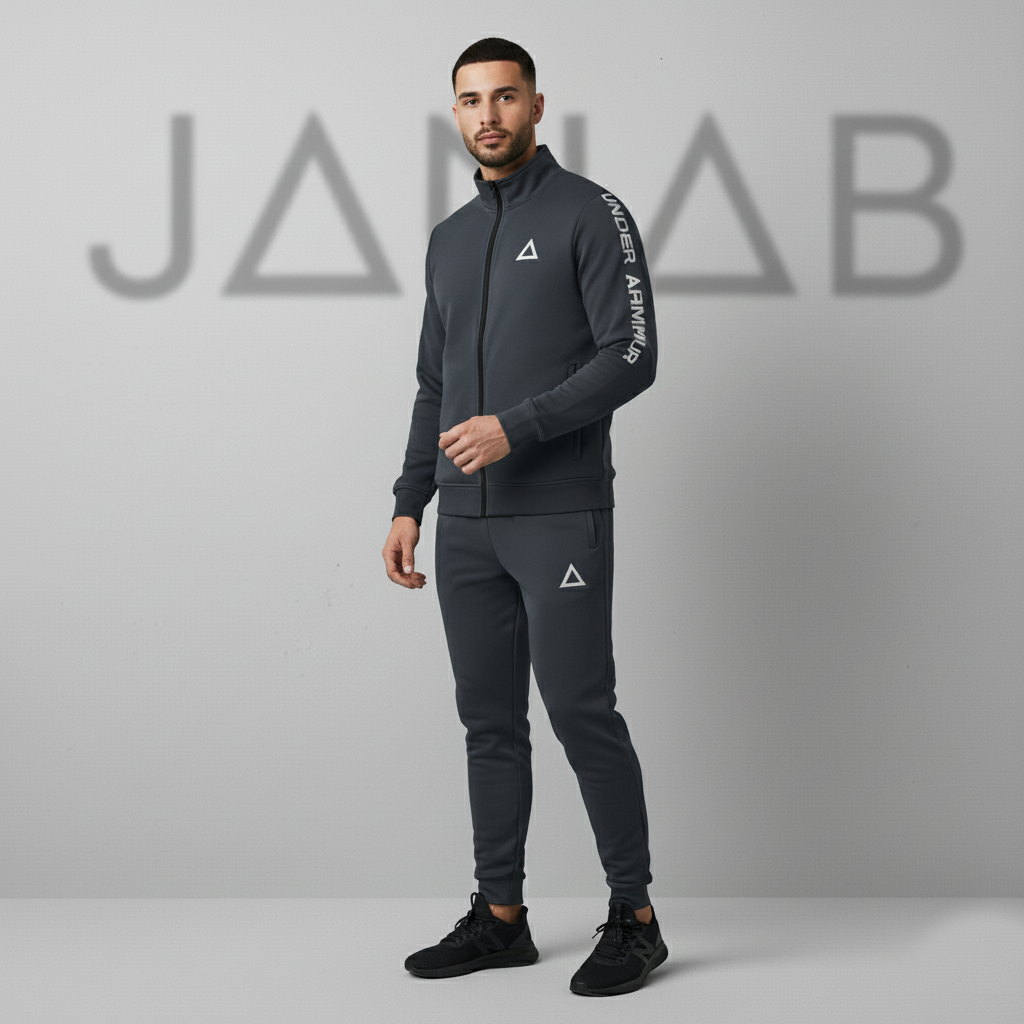 Men's Performance Tracksuit | Full Zip Activewear Set | Maroon, Black & Charcoal Grey