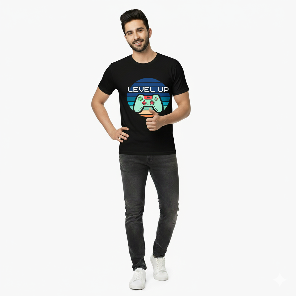 Level Up Gamer Graphic T-Shirt | Vintage "Level Up" Controller T-Shirt