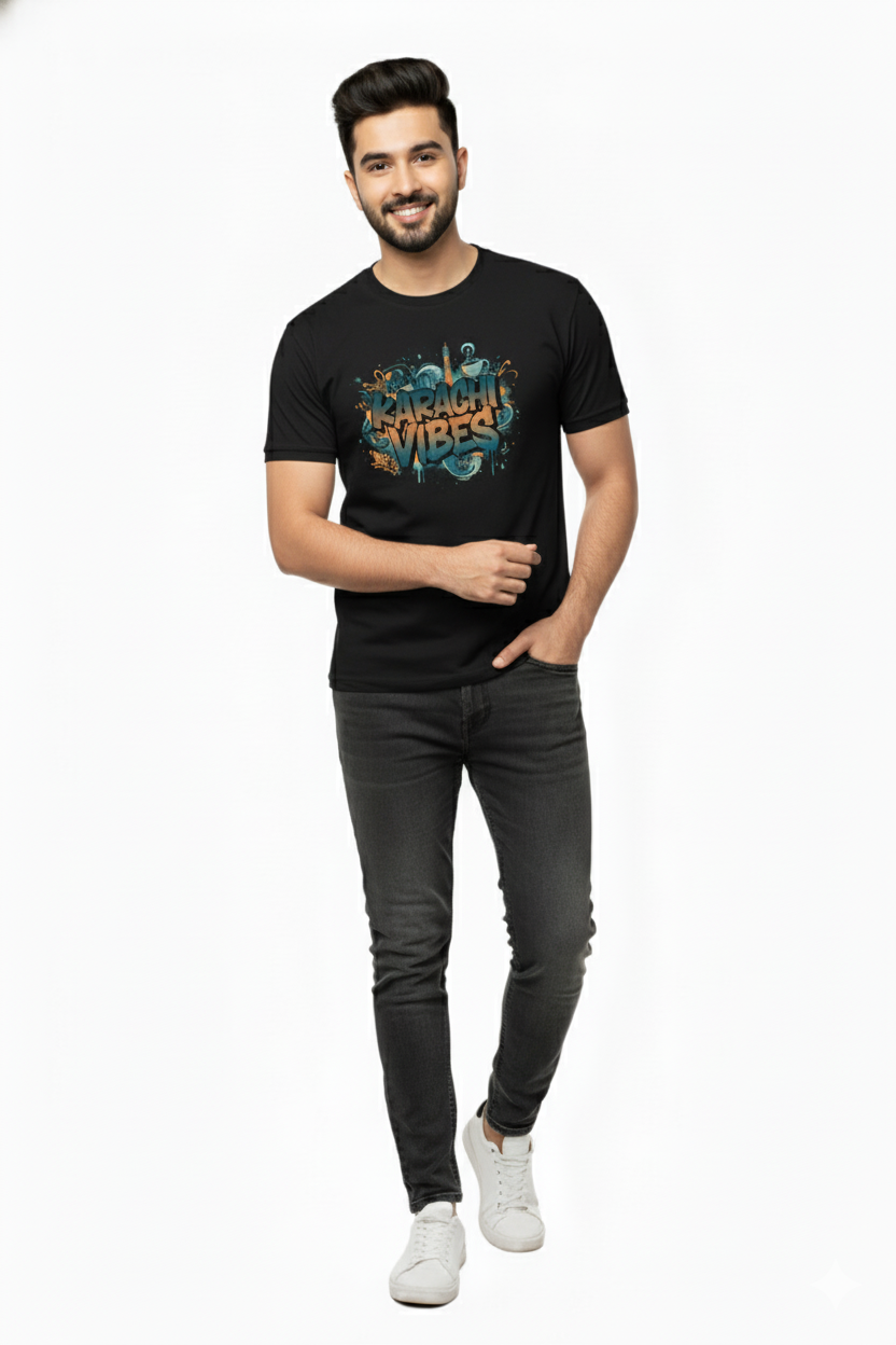 KARACHI VIBES Graffiti Graphic T-Shirt | City Pride Streetwear