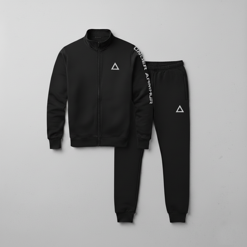 Men's Performance Tracksuit | Full Zip Activewear Set | Maroon, Black & Charcoal Grey
