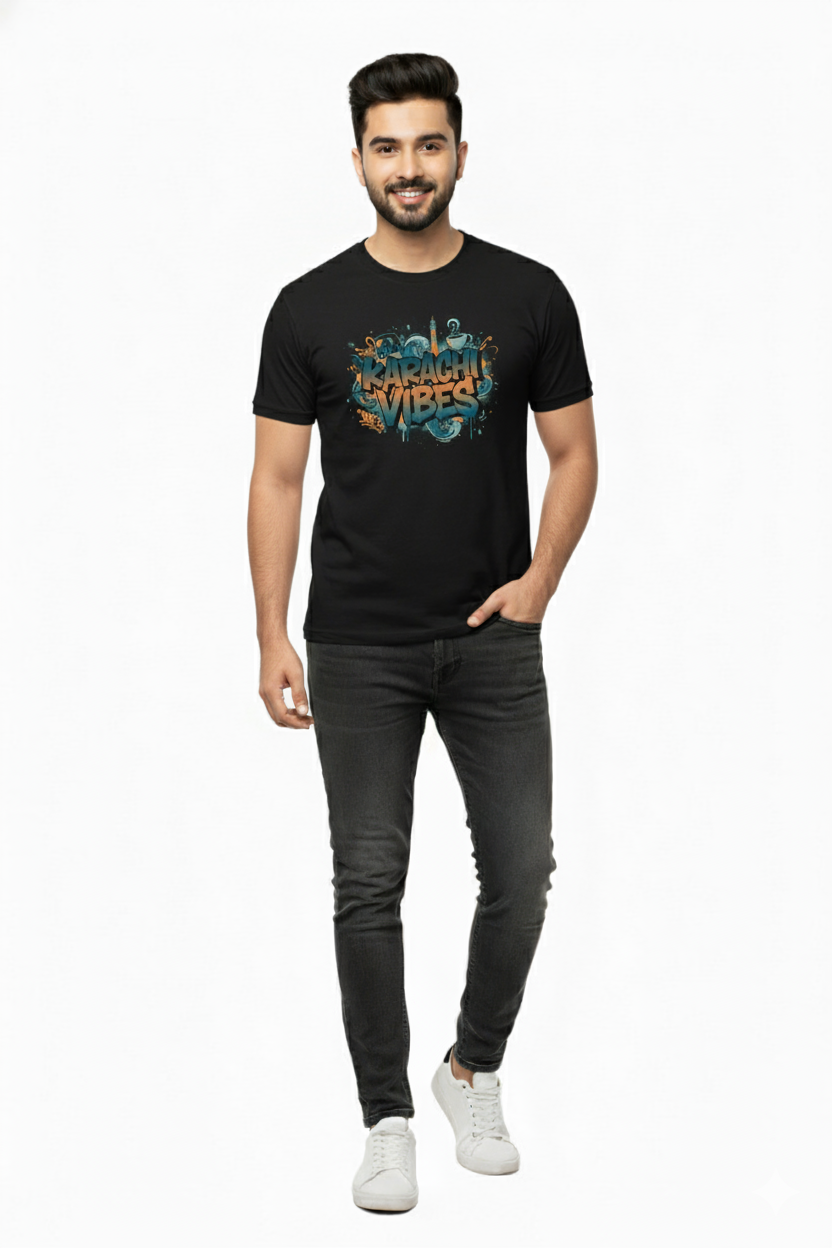 KARACHI VIBES Graffiti Graphic T-Shirt | City Pride Streetwear